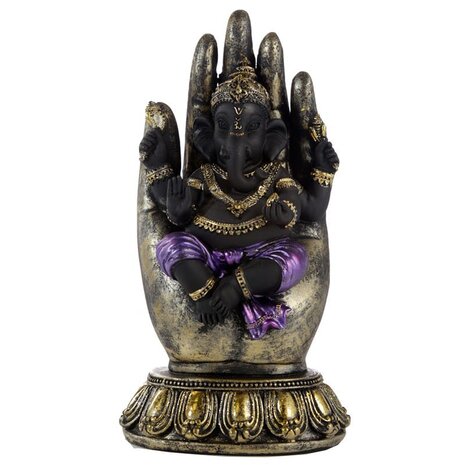 Ganesh beeld zittend in hand - Paars